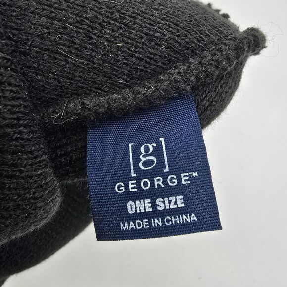 George Beanie  Adult One Size Black Knit Acrylic Blend Snow Ski Outdoors - Picture 6 of 8